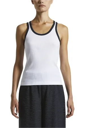 PESERICO SIGN Tops, Dames, Wit, M, Katoen, Tweekleurige geribbelde katoenen jersey top