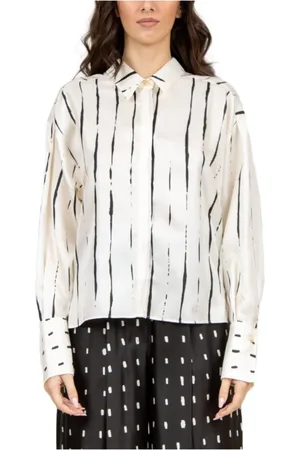 ALYSI Blouses & Shirts, Dames, Wit, S, Zijden Wit Fantasie Shirt