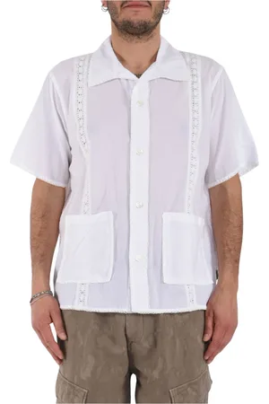 Aspesi Overhemden, Heren, Wit, L, Katoen, Chambray Katoenen Overhemd met Bowling Kraag