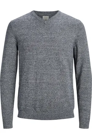 JACK & JONES Truien, Heren, Blauw, 2Xl, Katoen, Heren Basic Gebreide V-Hals