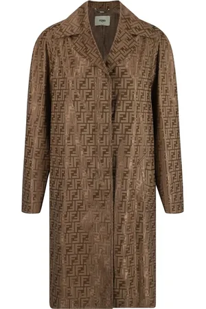 Fendi Mantels, Dames, Bruin, S, Katoen, Klassieke Reversjas met FF Jacquard