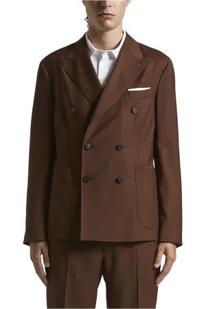 PESERICO SIGN Jassen, Heren, Bruin, L, Wol, Loro Piana zuivere wol double-breasted blazer