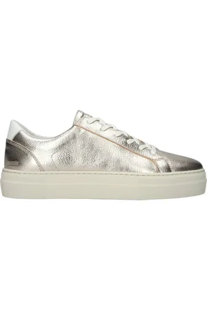Blackstone Schoenen, Dames, Grijs, 38 EU, Leer, Mae Ash Metallic Sneaker