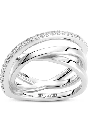 Sif Jakobs Accessoires, Dames, Grijs, 60 MM, Spiraalring met witte zirkonia