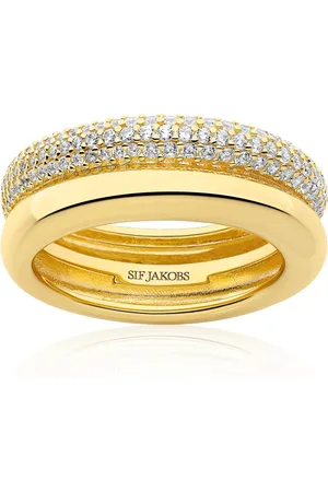 Sif Jakobs Accessoires, Dames, Geel, 58 MM, Carrara Gouden Ring met Zirkonia
