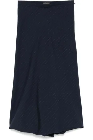 Balenciaga Rokken, Dames, Blauw, S, Gestreepte Midi Rok met Zijrits
