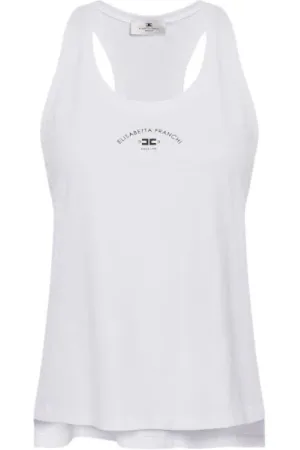 Elisabetta Franchi Tops, Dames, Wit, XS, Mouwloze Top