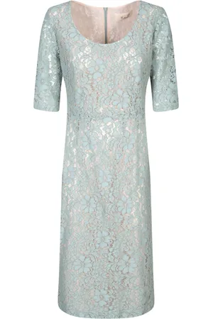 BLANCA Kleedjes, Dames, Groen, S, Polyester, Groene Kant Midi Jurk