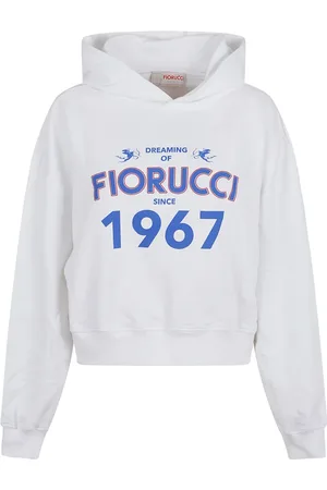 Fiorucci Sweatshirts & Hoodies, Dames, Wit, M, Katoen, Dromen 1967 Grafische Crop Hoodie