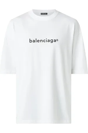 Balenciaga Tops, Heren, Wit, XS, Vintage Jersey Ronde Hals T-Shirt Wit