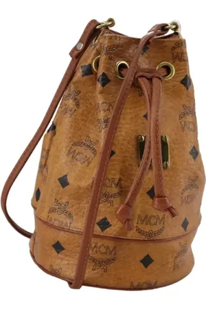 MCM Pre-owned, Dames, Bruin, ONE Size, Leer, Tweedehands leren schoudertassen