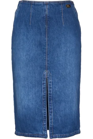 Elisabetta Franchi Rokken, Dames, Blauw, L, Katoen, Kokerrok met Franse zakken