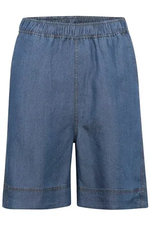 INWEAR Korte broeken, Dames, Blauw, L, Blauwe Lyocell Shorts voor Vrouwen