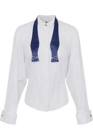 Elisabetta Franchi Blouses & Shirts, Dames, Wit, L, Stijlvolle Blouse voor Vrouwen