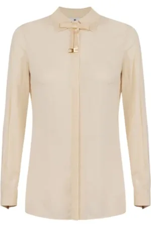 Elisabetta Franchi Blouses & Shirts, Dames, Wit, 2Xl, Stijlvolle Blouse voor Vrouwen