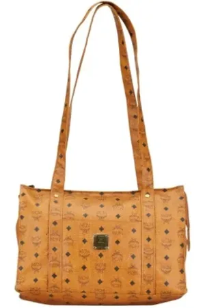 MCM Pre-owned, Dames, Bruin, ONE Size, Leer, Tweedehands leren schoudertassen