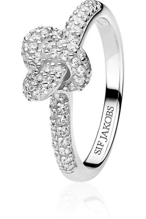 Sif Jakobs Accessoires, Dames, Grijs, 58 MM, Zilveren Ring met Witte Zirkonia