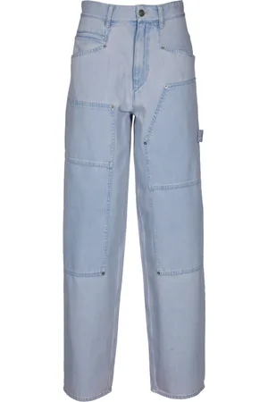 Isabel Marant Jeans, Dames, Blauw, S, Katoen, Blauwe Wide Leg Jeans met Studs