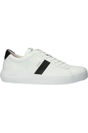 Blackstone Schoenen, Heren, Wit, 46 EU, Leer, Wit-zwarte sneaker - Low Top Style
