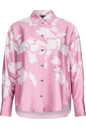 Liu Jo Blouses & Shirts, Dames, Roze, XS, Satijn, Roze Cake Nuanc.blos Shirt Modern Gesneden