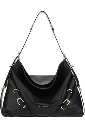 Givenchy Tassen, Dames, Zwart, ONE Size, Leer, Leren Schoudertas met Metalen Gespen