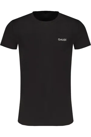 Gaudi Tops, Heren, Zwart, S, Katoen, Zwart Katoenen T-shirt met Print Logo