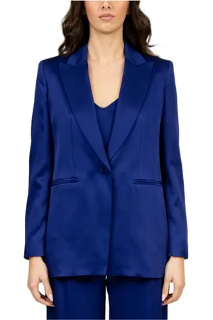 Max Mara Jassen, Dames, Blauw, M, Satijn, Poederroze Satijnen Blazer met Reverskraag