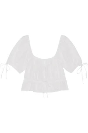 Ganni Blouses & Shirts, Dames, Wit, L, Broderie Anglaise Cropped Top