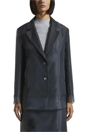 PESERICO SIGN Jassen, Dames, Blauw, M, Katoen, Single-breasted blazer in zijde, katoen en organza