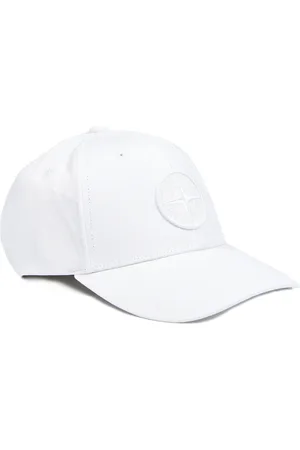 Stone Island Accessoires, Heren, Wit, ONE Size, Katoen, Witte Baseball Canvas Logo Patch Hoed