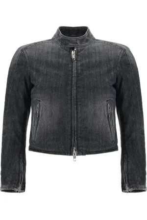 Balenciaga Jassen, Dames, Zwart, S, Denim, Gewatteerde Denim Racer Jack