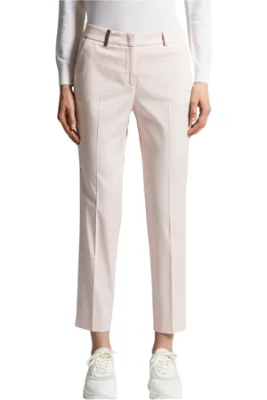 PESERICO SIGN Broeken, Dames, Roze, 3Xs, Katoen, Geborstelde katoenen gabardine broek