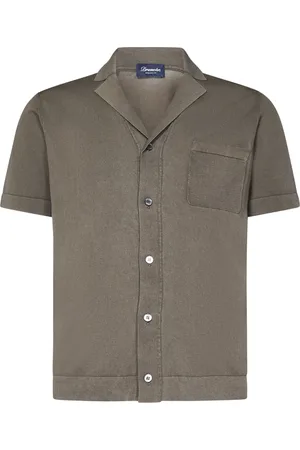 DRUMOHR Overhemden, Heren, Bruin, XL, Katoen, Bruine Casual Overhemd Bowling Stijl