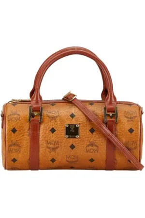 MCM Pre-owned, Dames, Bruin, ONE Size, Leer, Tweedehands leren handtassen