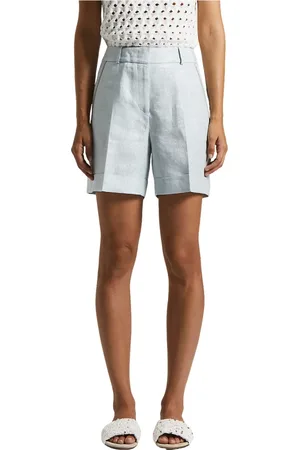 PESERICO SIGN Korte broeken, Dames, Blauw, XS, Katoen, Linnen katoen Lurex stof shorts