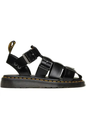 Dr. Martens Schoenen, Dames, Zwart, 38 EU, Zwarte platte sandalen voor vrouwen