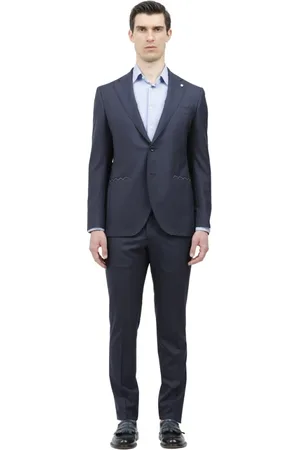 LUIGI BIANCHI MANTOVA Pakken, Heren, Blauw, M, Pied de Poule Jurk