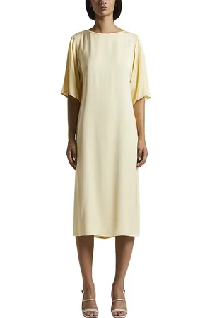 PESERICO SIGN Kleedjes, Dames, , 2Xl, Satijn, Viscose midi jurk met Punto Luce