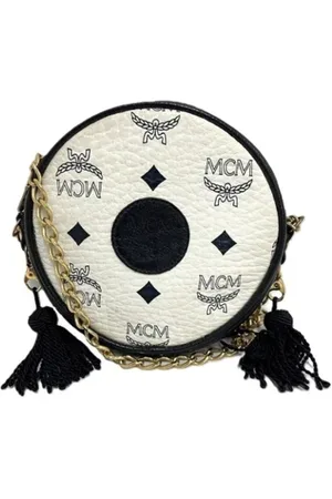 MCM Pre-owned, Dames, Wit, ONE Size, Leer, Tweedehands leren schoudertassen