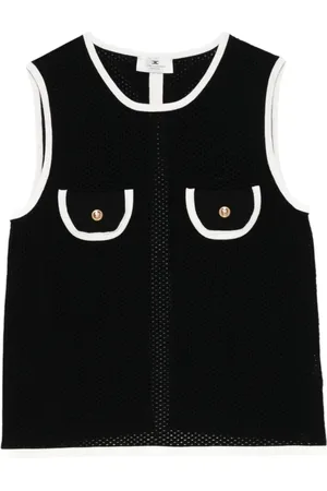 Elisabetta Franchi Tops, Dames, Zwart, S, Stijlvolle mix van viscose en polyamide