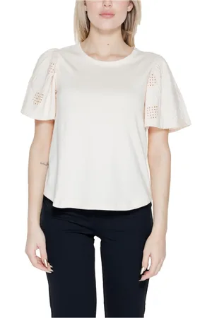 JACQUELINE DE YONG Tops, Dames, Wit, S, Katoen, Zomer T-shirt 100% Katoen