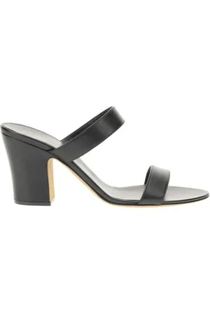 The Row Schoenen, Dames, Zwart, 39 EU, Leer, Minimalistische leren blokhak sandalen