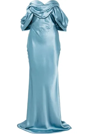 GIUSEPPE DI MORABITO Kleedjes, Dames, Blauw, S, Heldere Blauwe Zijden Maxi Jurk