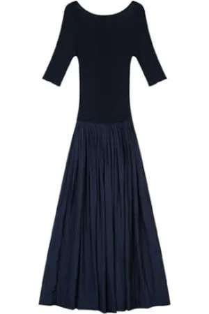 TELA Kleedjes, Dames, Zwart, S, Zwarte Viscose Lange Jurk