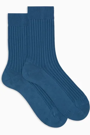 Gallo Ondergoed, unisex, Blauw, S, Katoen, Unisex korte effen lichtblauwe dubbelgeribbelde katoenen sokken met schrijven bij de teen