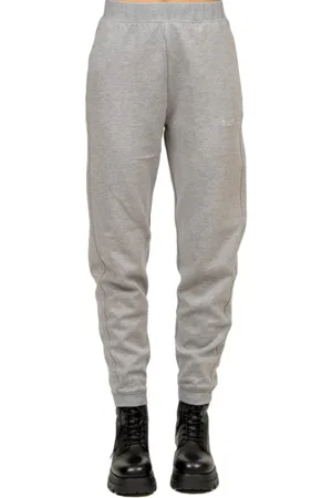 Max Mara Broeken, Dames, Grijs, L, Katoen, Grijze Katoenen Joggingbroek met Geribbelde Inzetstukken