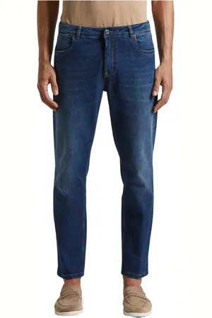 PESERICO SIGN Jeans, Heren, Blauw, XL, Katoen, 5-pocket denim in stretch katoenen keperstof