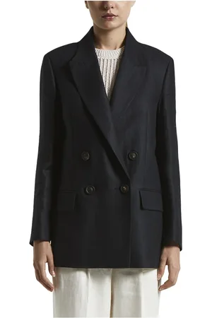 PESERICO SIGN Jassen, Dames, Blauw, S, Linnen, Puur linnen double-breasted blazer
