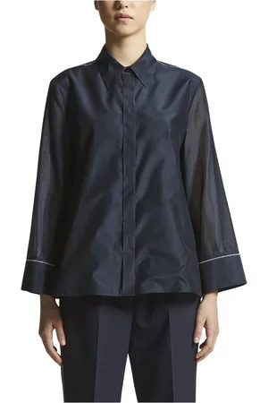 PESERICO SIGN Blouses & Shirts, Dames, Blauw, XL, Katoen, Blouses & Shirts