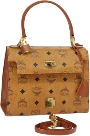 MCM Pre-owned, Dames, Bruin, ONE Size, Leer, Tweedehands leren handtassen